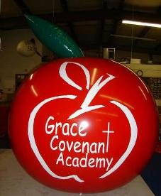 Trade show balloons - 7ft. helium apple balloons.